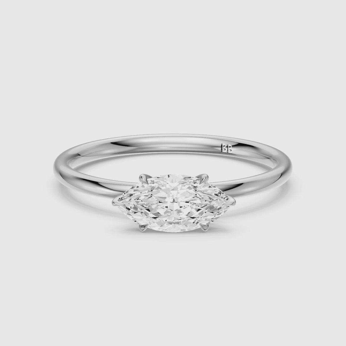 Load video: Azelie Marquise East-West Lab Grown Diamond Engagement Ring With Hidden Halo