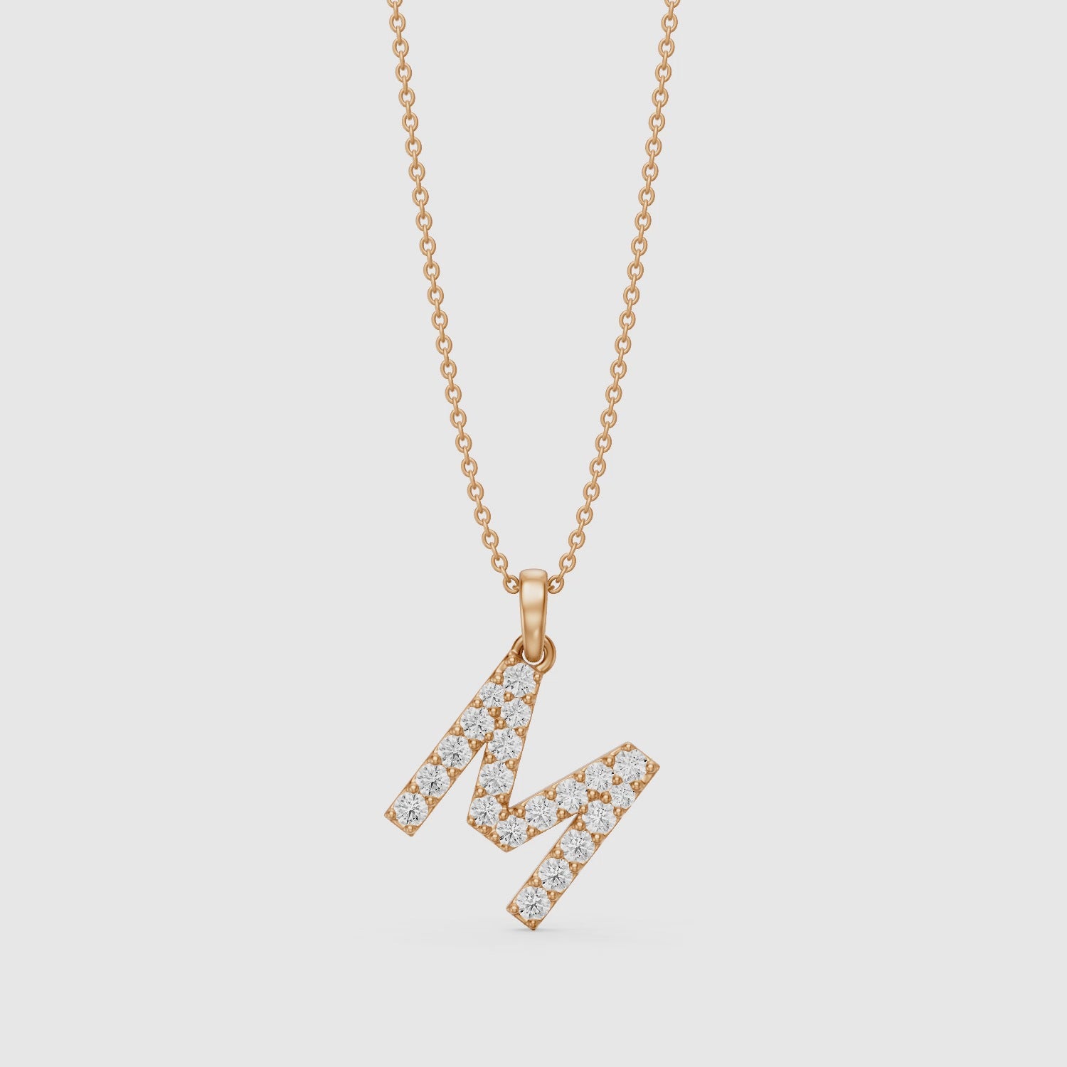 Load video: Alora Lab Grown Diamond M Initial Pendant Necklace