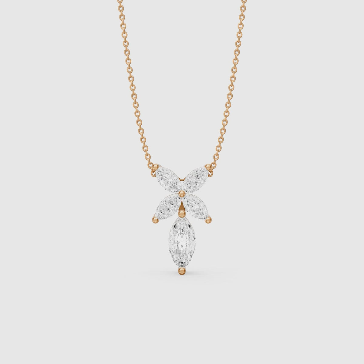 Load video: Elodie Marquise Cut Lab Grown Diamond Floral Pendant
