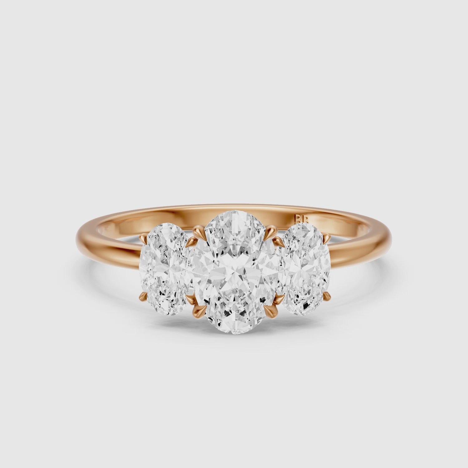 Load video: Aurora Oval Cut Three Stone Prong Set Lab Grown Diamond Ring