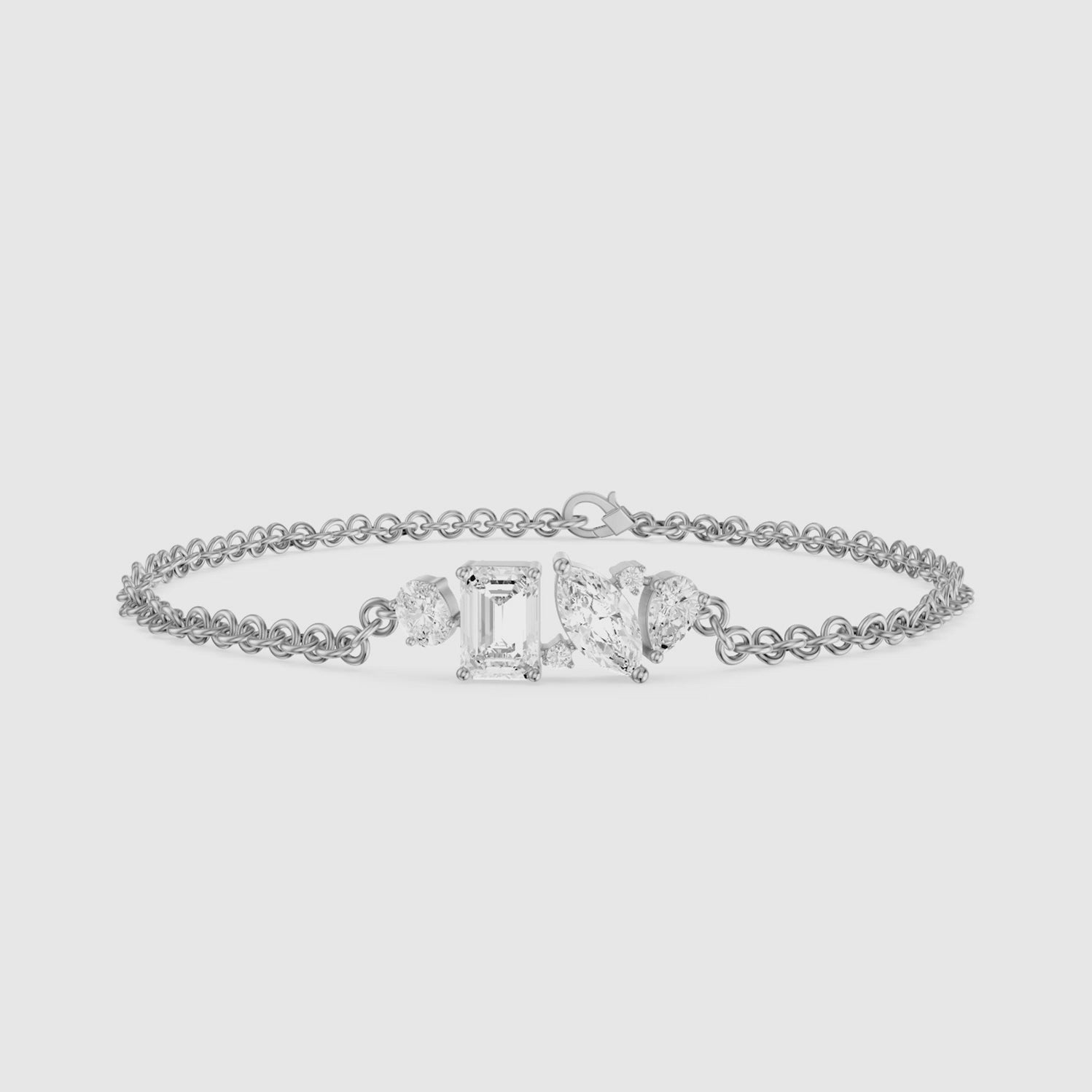 Load video: Cathal Fancy Shape Lab Grown Diamond Chain Bracelet