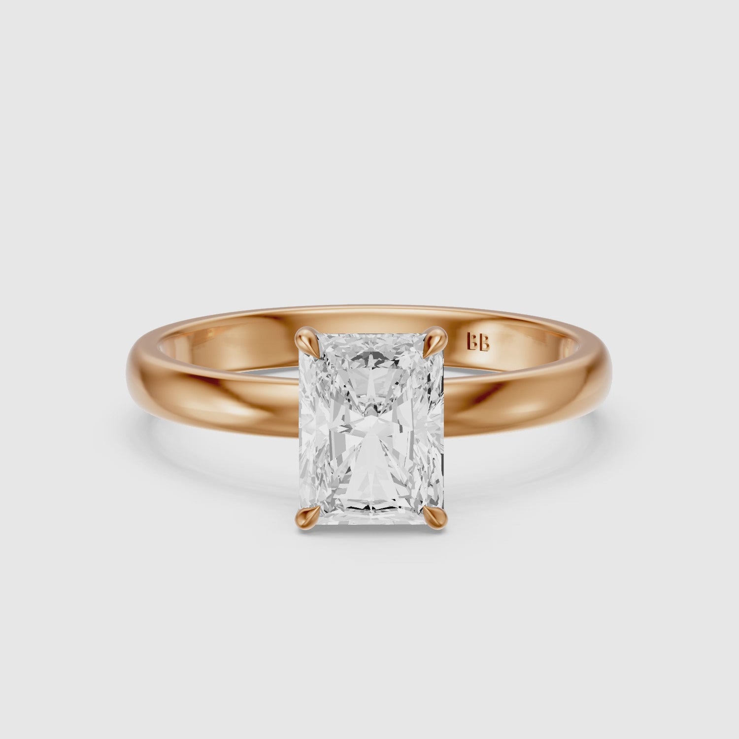 Load video: Farrah 4 Prong Radiant Cut Hidden Halo Lab Grown Diamond Ring