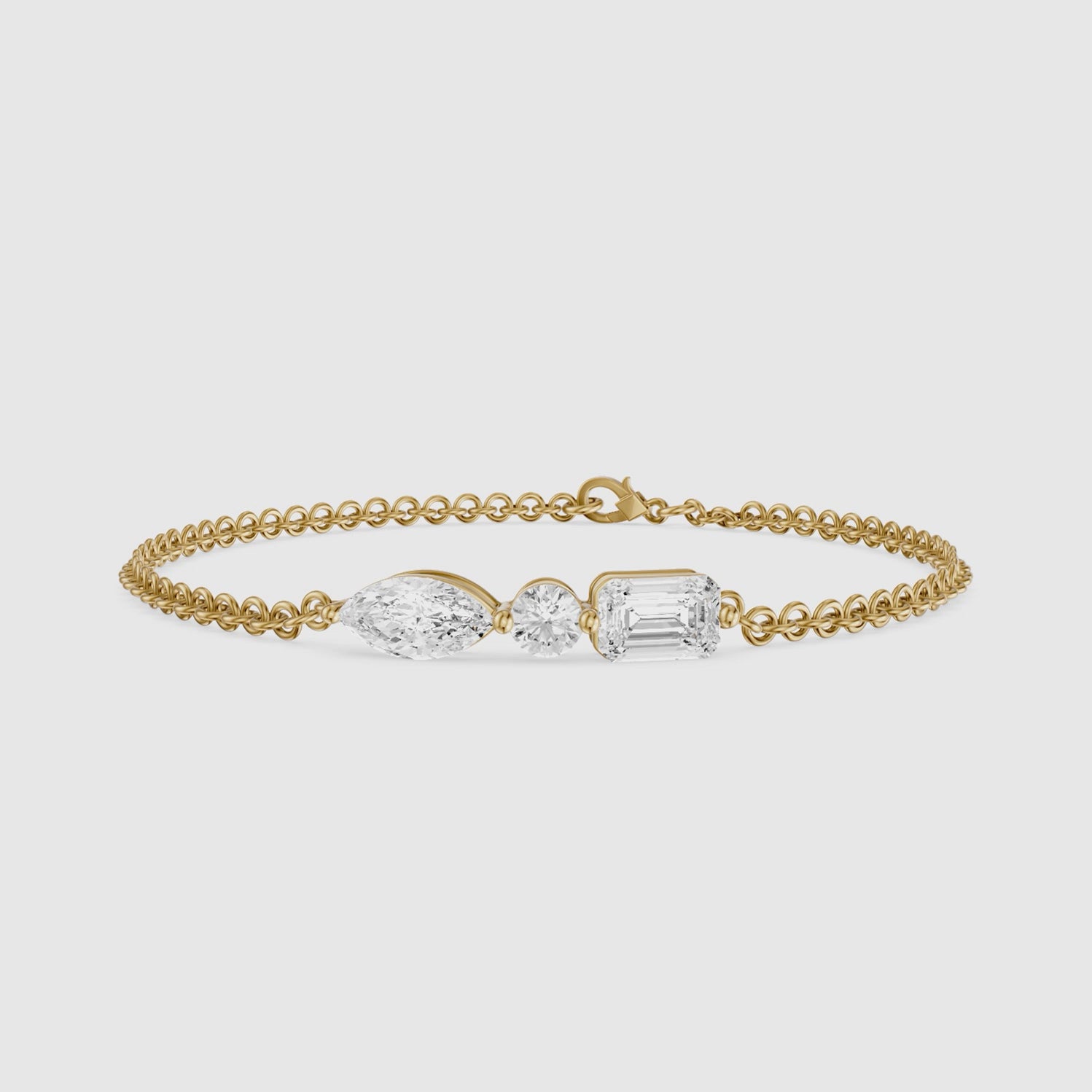 Load video: Gabriel Marquise, Round and Emerald Cut Lab Grown Diamond Bracelet