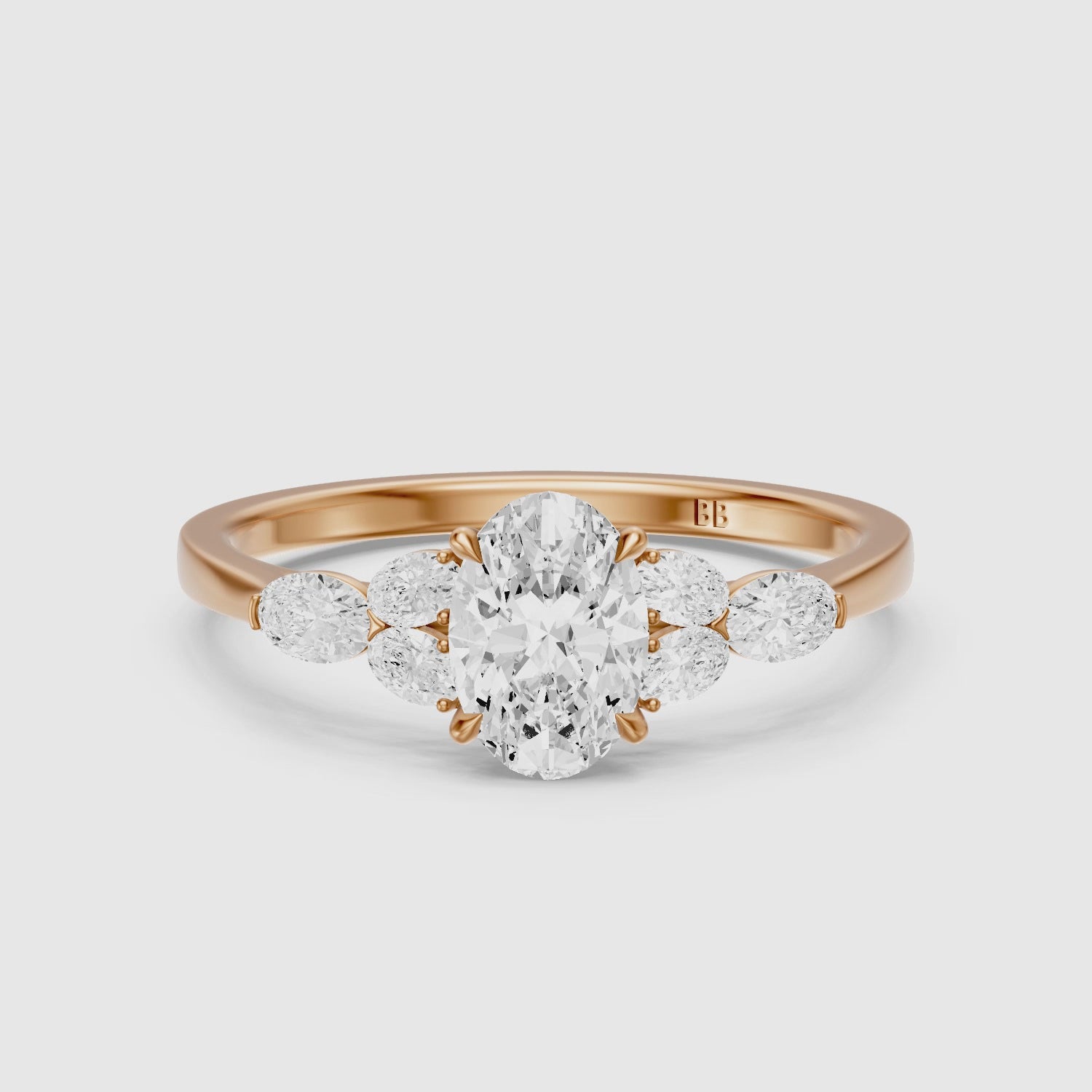 Load video: Kailani Oval Cut Oval Side Stones Lab Grown Diamond Ring