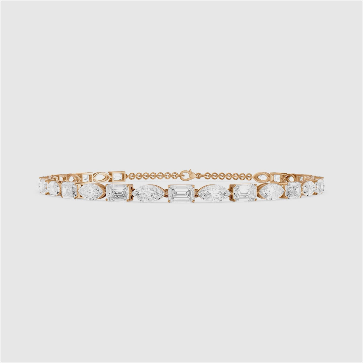 Load video: Winnie Alternating Marquise and Emerald Cut Lab Grown Diamond Tennis Bracelet