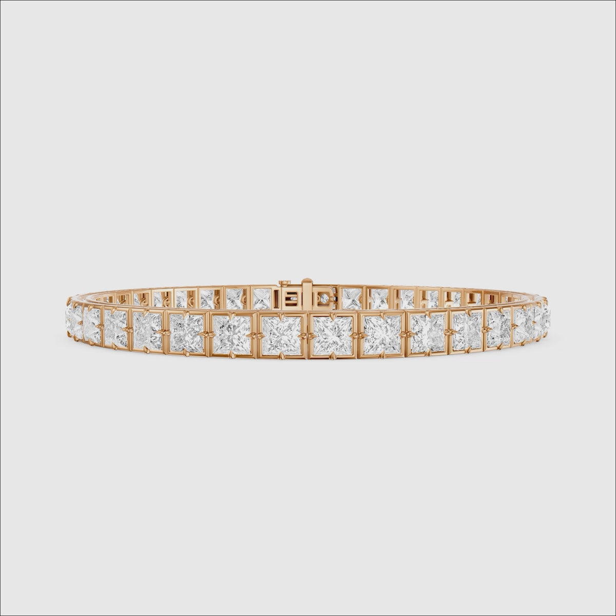 Load video: Nichele Princess Cut Lab Grown Diamond Bezel with Prong Tennis Bracelet