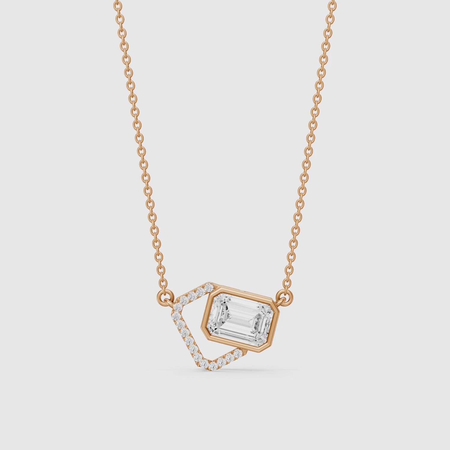Load video: Demi Emerald Cut Lab Grown Diamond Geometric Necklace