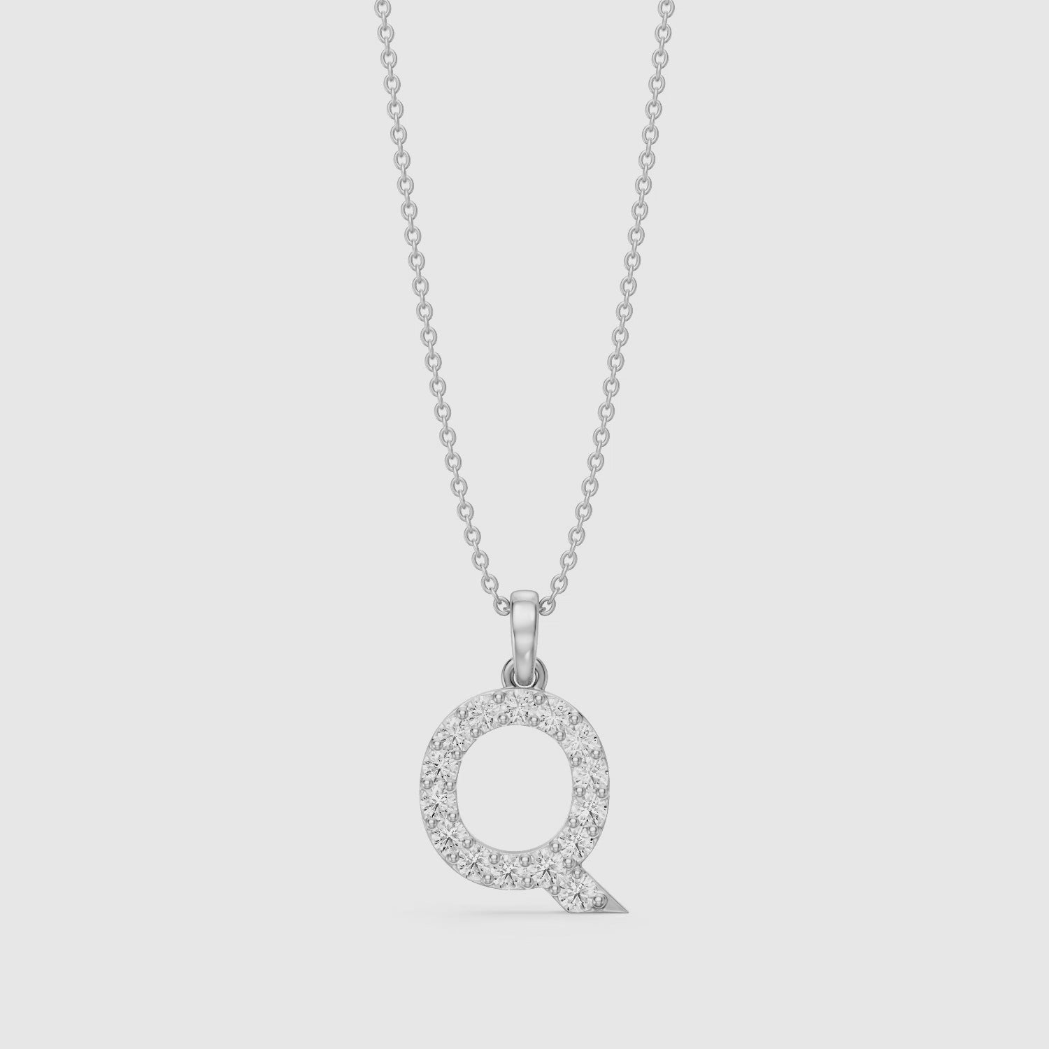 Load video: Jolie Lab Grown Diamond Q Initial Pendant Necklace