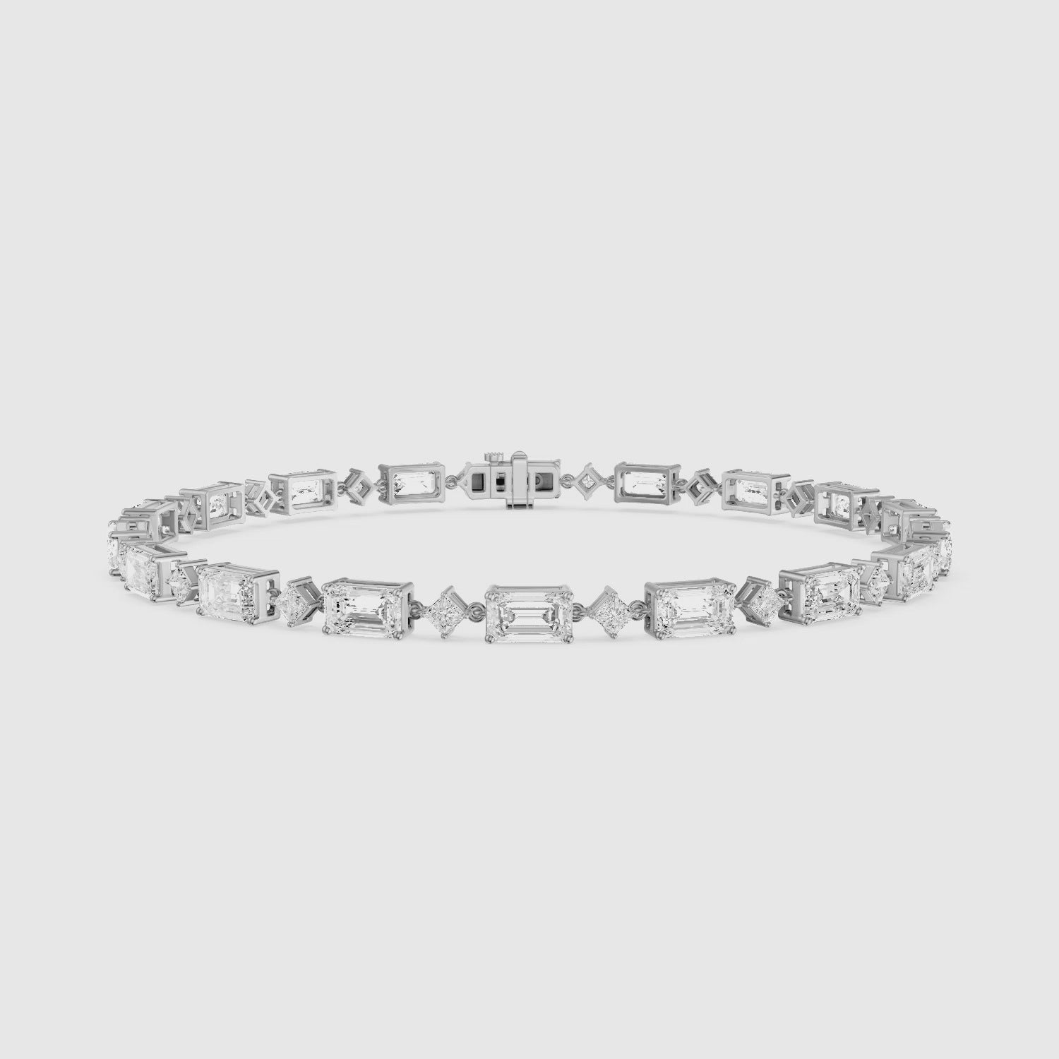 Load video: Fiona East West Princess and Emerald Cut Lab Grown Diamond Tennis Bracelet