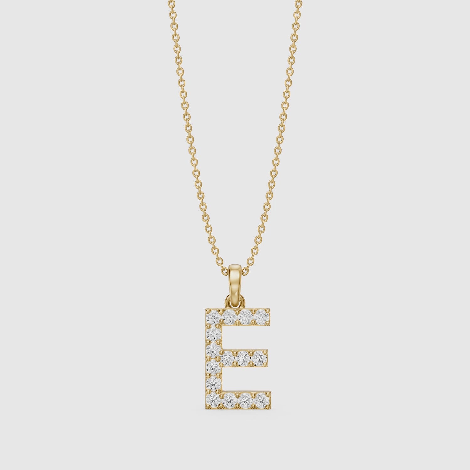 Load video: Sadie Lab Grown Diamond E Initial Pendant Necklace