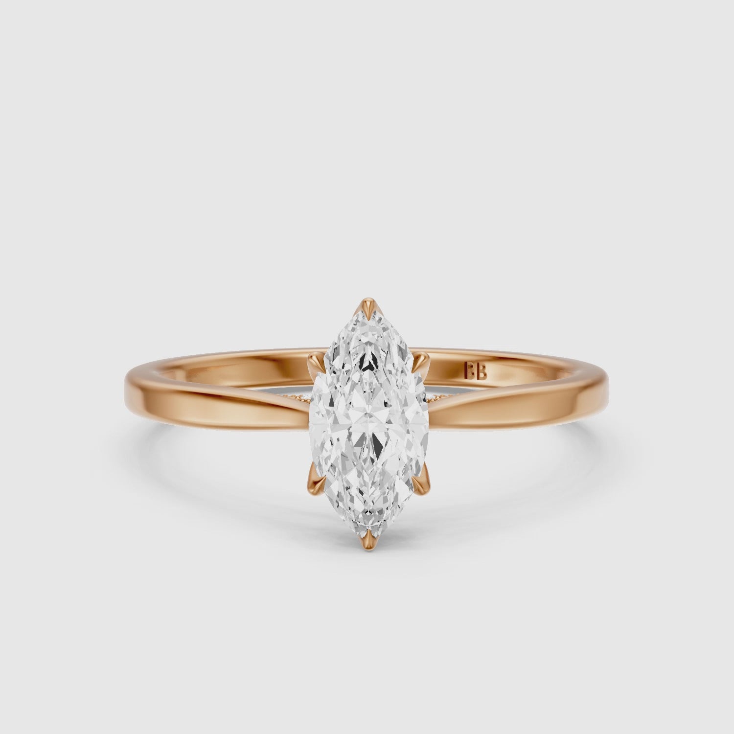 Load video: Morgan Marquise Hidden Halo Lab Grown Diamond Ring with Tulip Setting