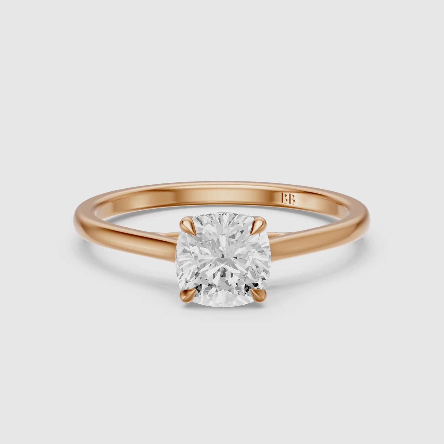 Load video: Corina 4 Prong Cushion Cut Solitaire Moissanite Diamond Ring