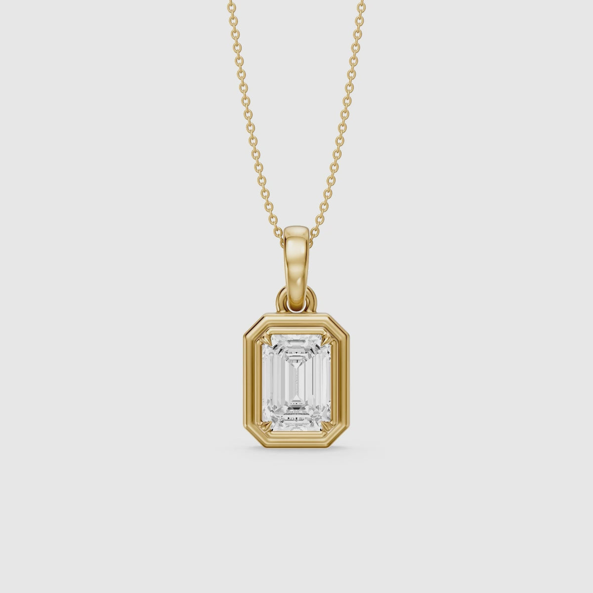 Load video: Dove Emerald Cut Double Bezel Lab Grown Diamond Pendant