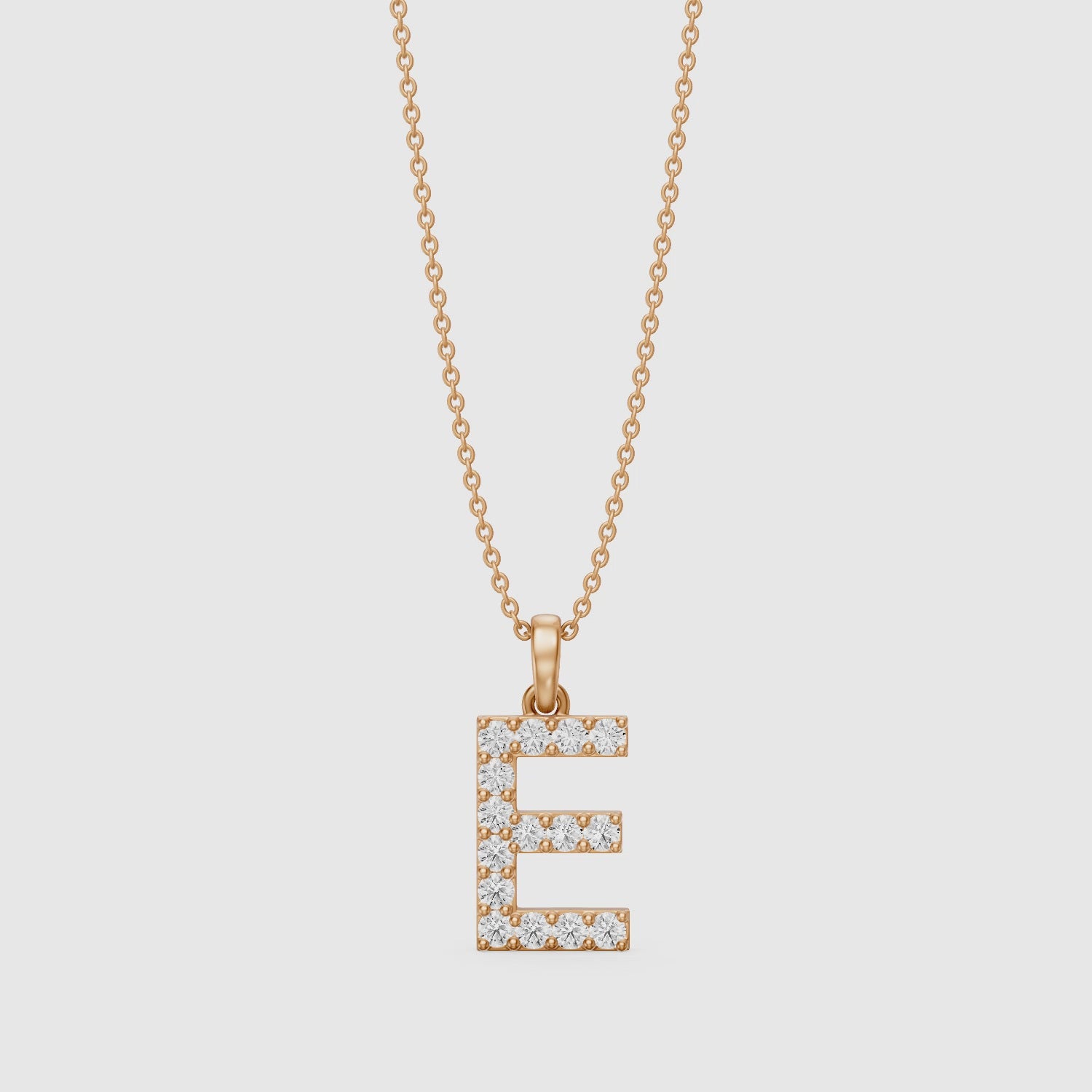 Load video: Sadie Lab Grown Diamond E Initial Pendant Necklace