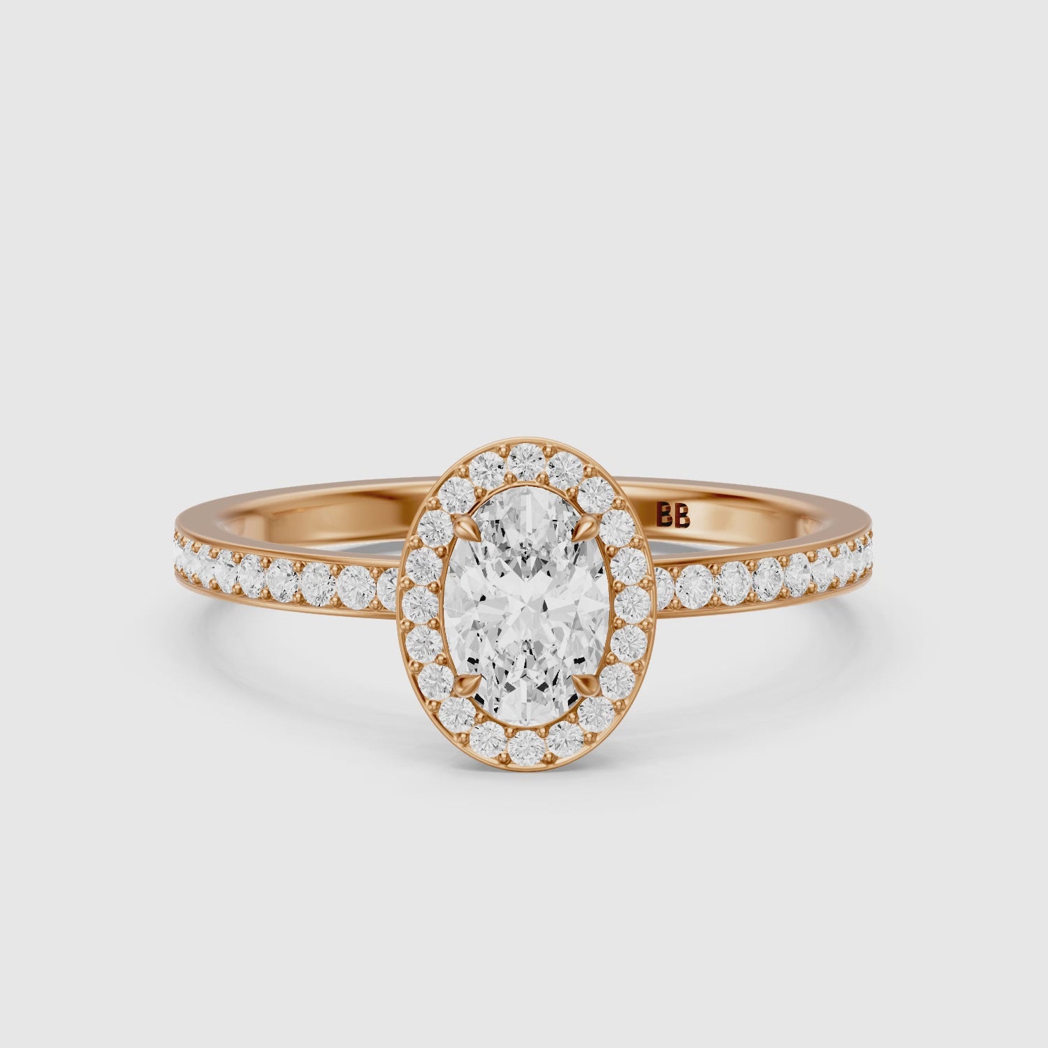 Load video: Anaiah Oval Cut Halo Channel Set Lab Grown Engagement Ring