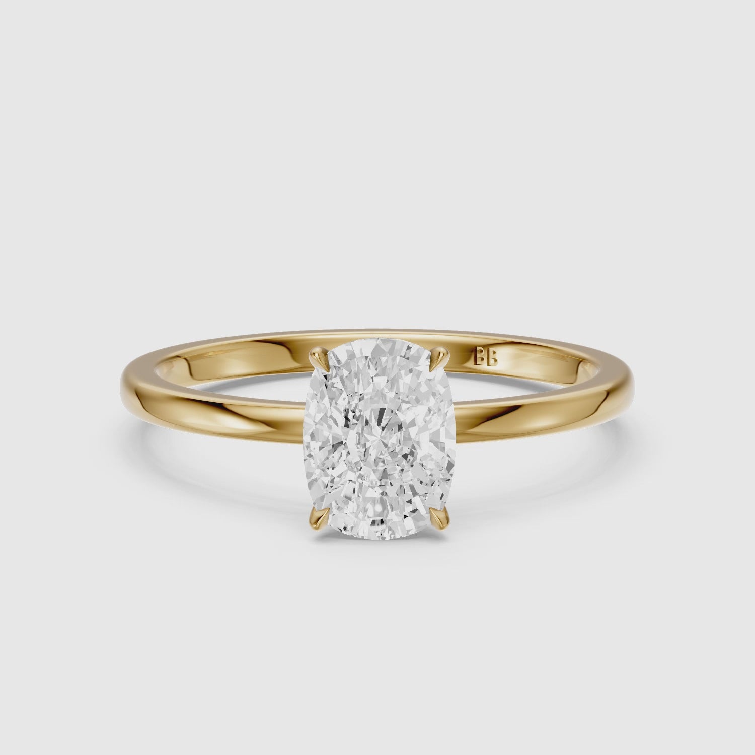 Load video: Shanis Elongated Cushion Cut Low Profile Solitaire Moissanite Diamond Ring