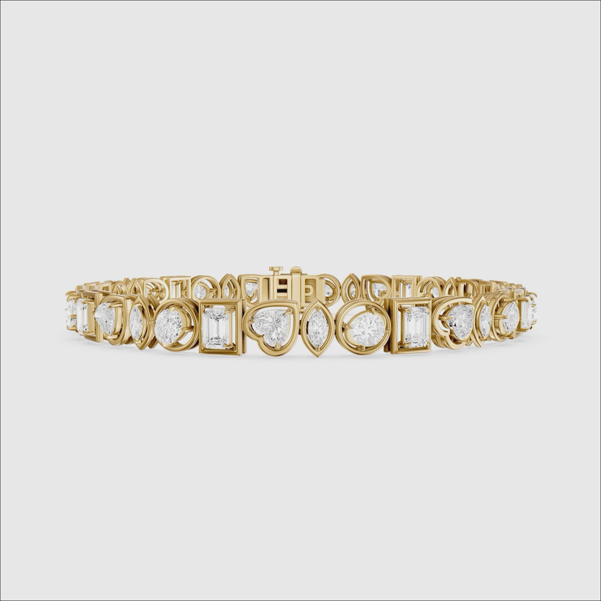 Load video: Deasia Oval, Emerald Cut, Heart and Marquise Lab Grown Diamond Tennis Bracelet