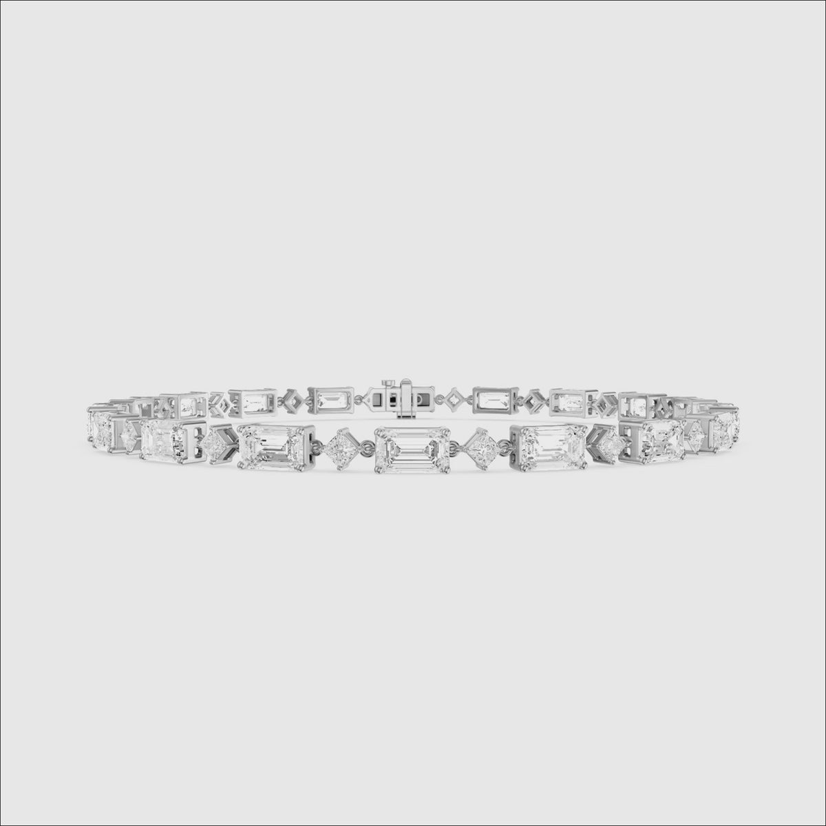 Load video: Fiona East West Princess and Emerald Cut Lab Grown Diamond Tennis Bracelet
