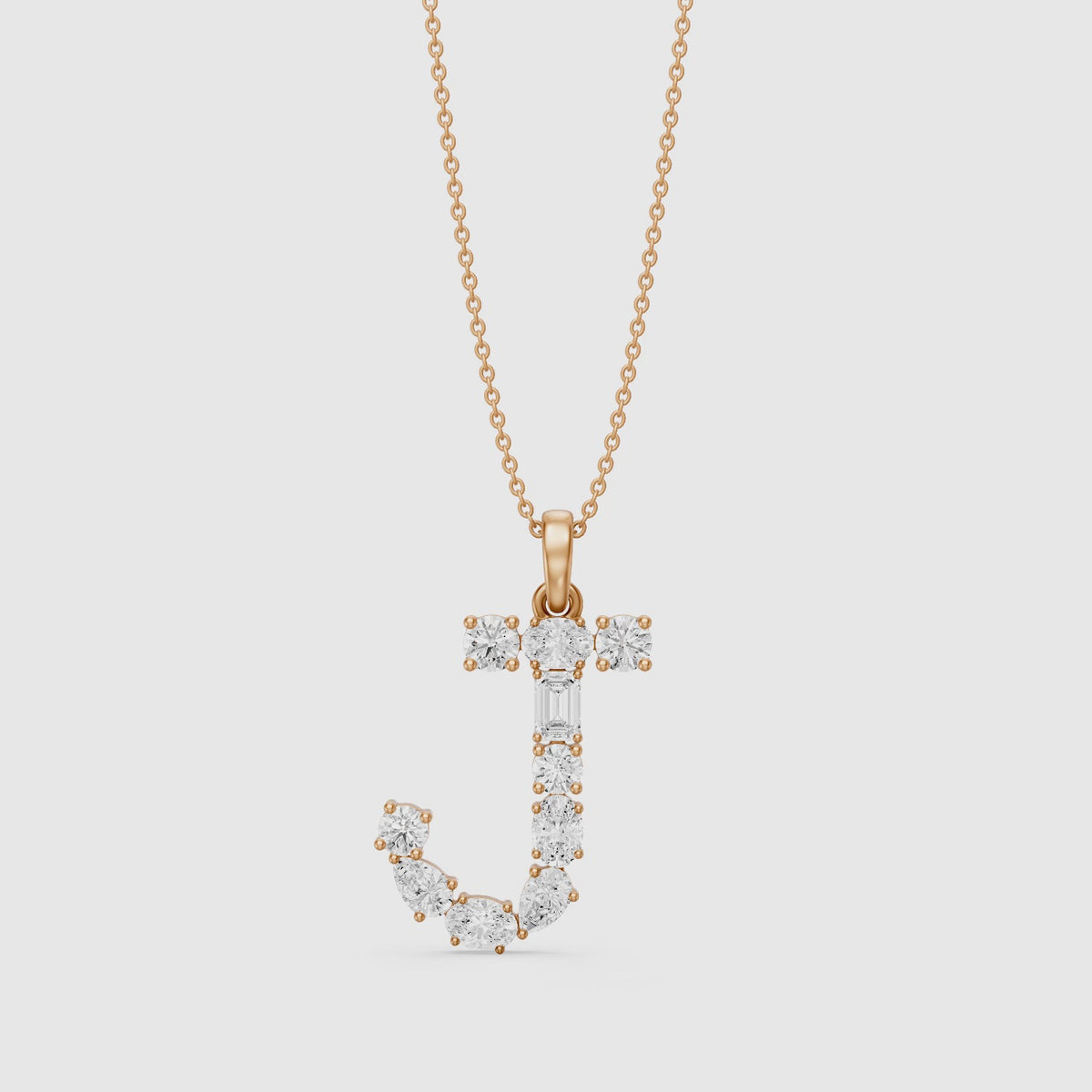 Load video: Capucine Multi Shape Lab Grown Diamond Initial J Pendant