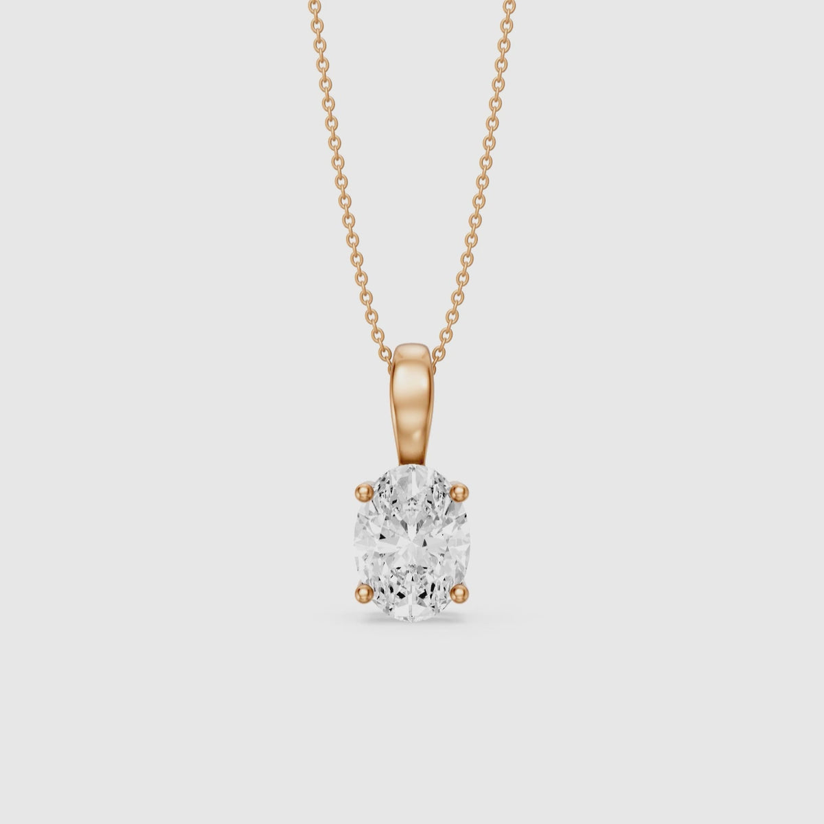 Load video: Rose Oval Cut Lab Grown Diamond Solitaire Pendant