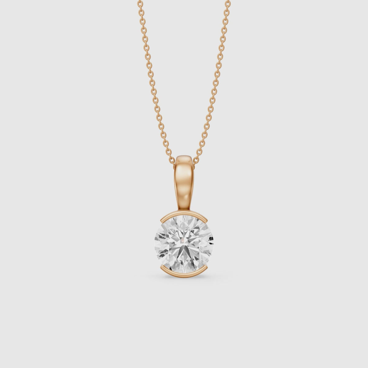 Load video: Kayla Round Lab Grown Diamond Half Bezel Pendant