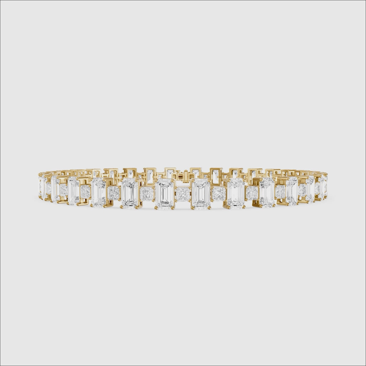 Load video: Corsima Emerald and Princess Cut Lab Grown Diamond Tennis Bracelet