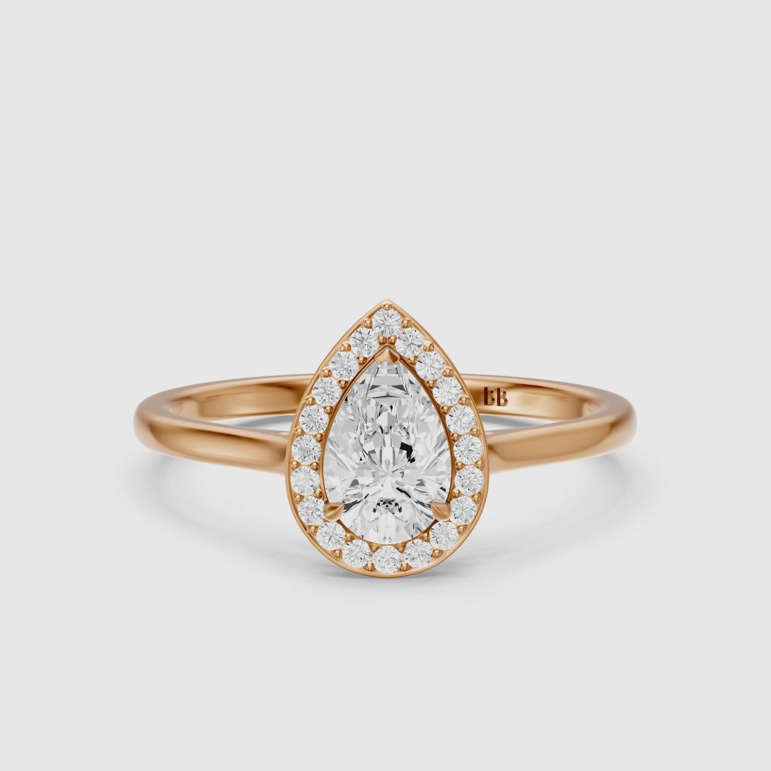 Load video: Nina Pear Cut Halo Cathedral Style Lab Grown Diamond Ring