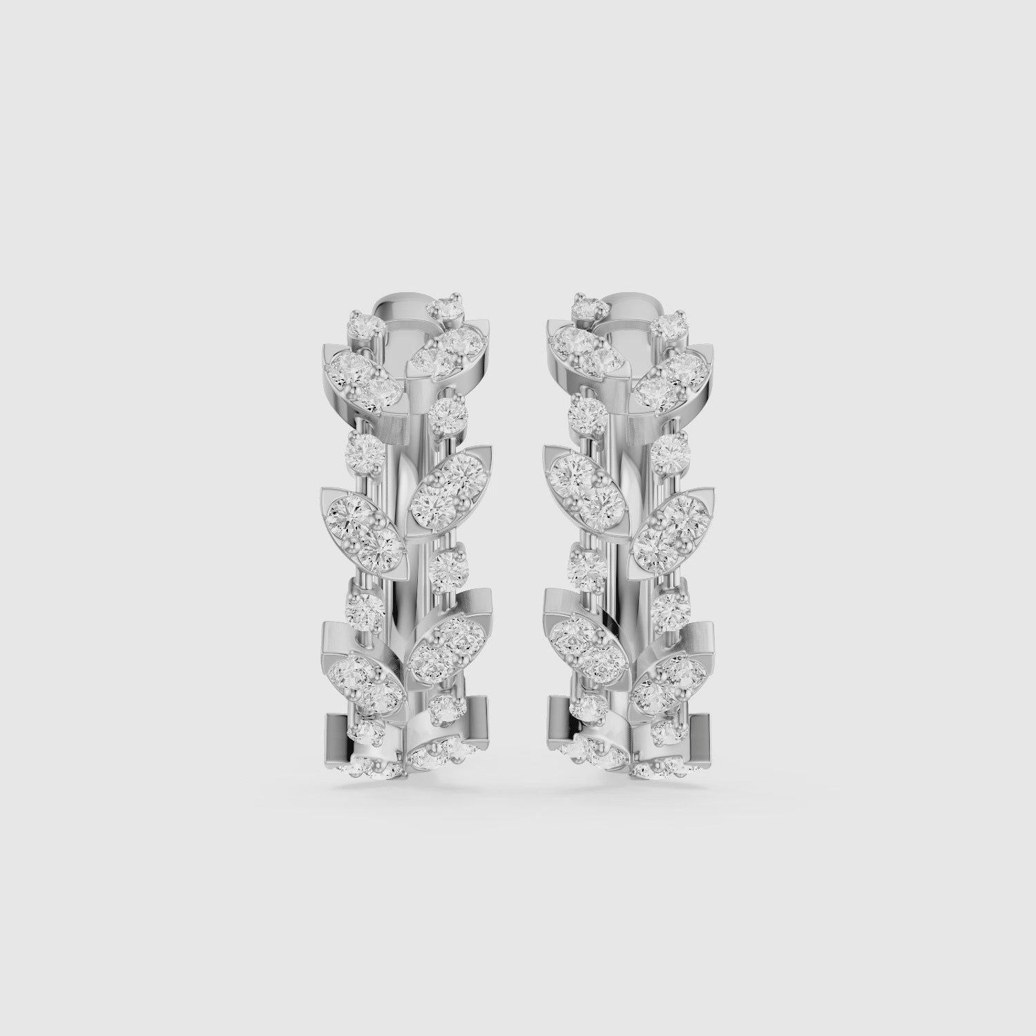 Load video: Araceli Round Lab Grown Diamond Floral Vine Hoop Earrings