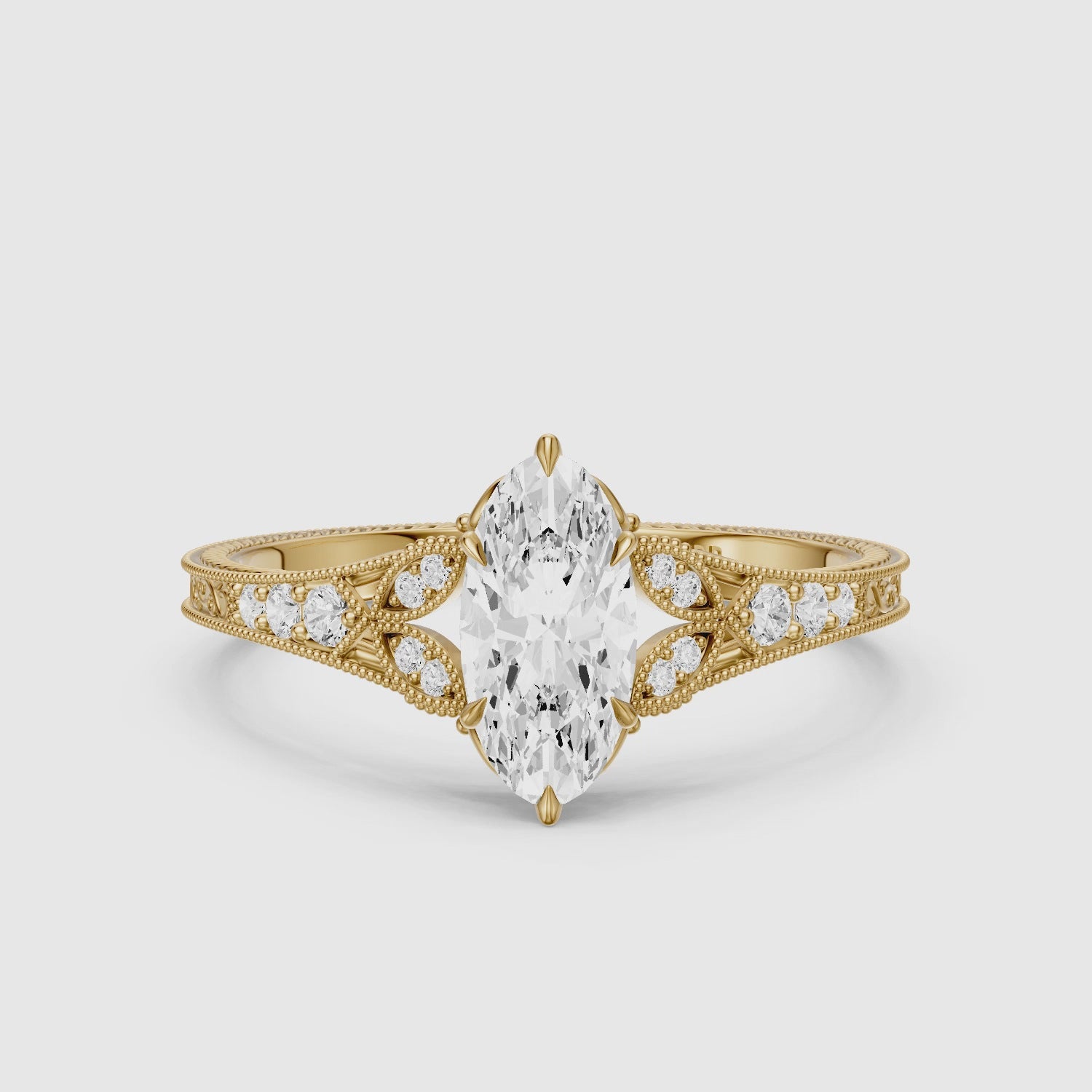 Load video: Vega Moval Moissanite Diamond Vintage Filigree Ring
