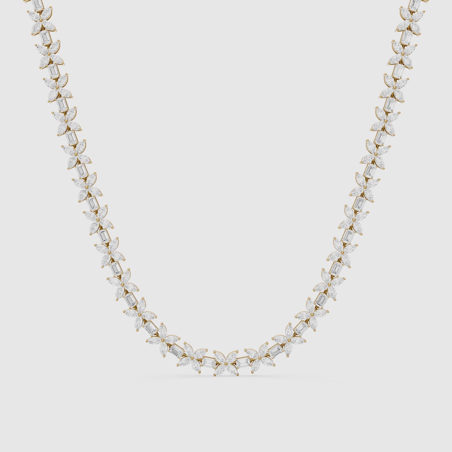 Load video: Aubree Marquise and Emerald Lab Grown Diamond Floral Necklace