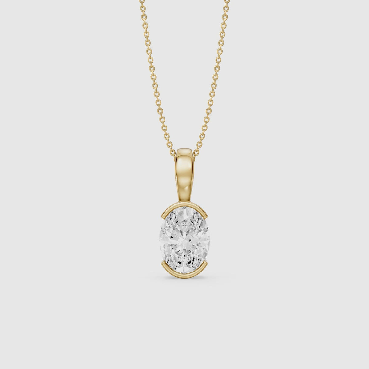 Load video: Matilda Oval Shape Half Bezel Lab Grown Diamond Pendant