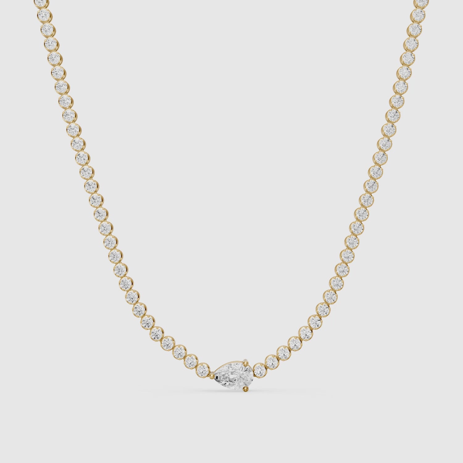 Load video: Laney Pear Lab Grown Diamond Single Station Tennis Necklace
