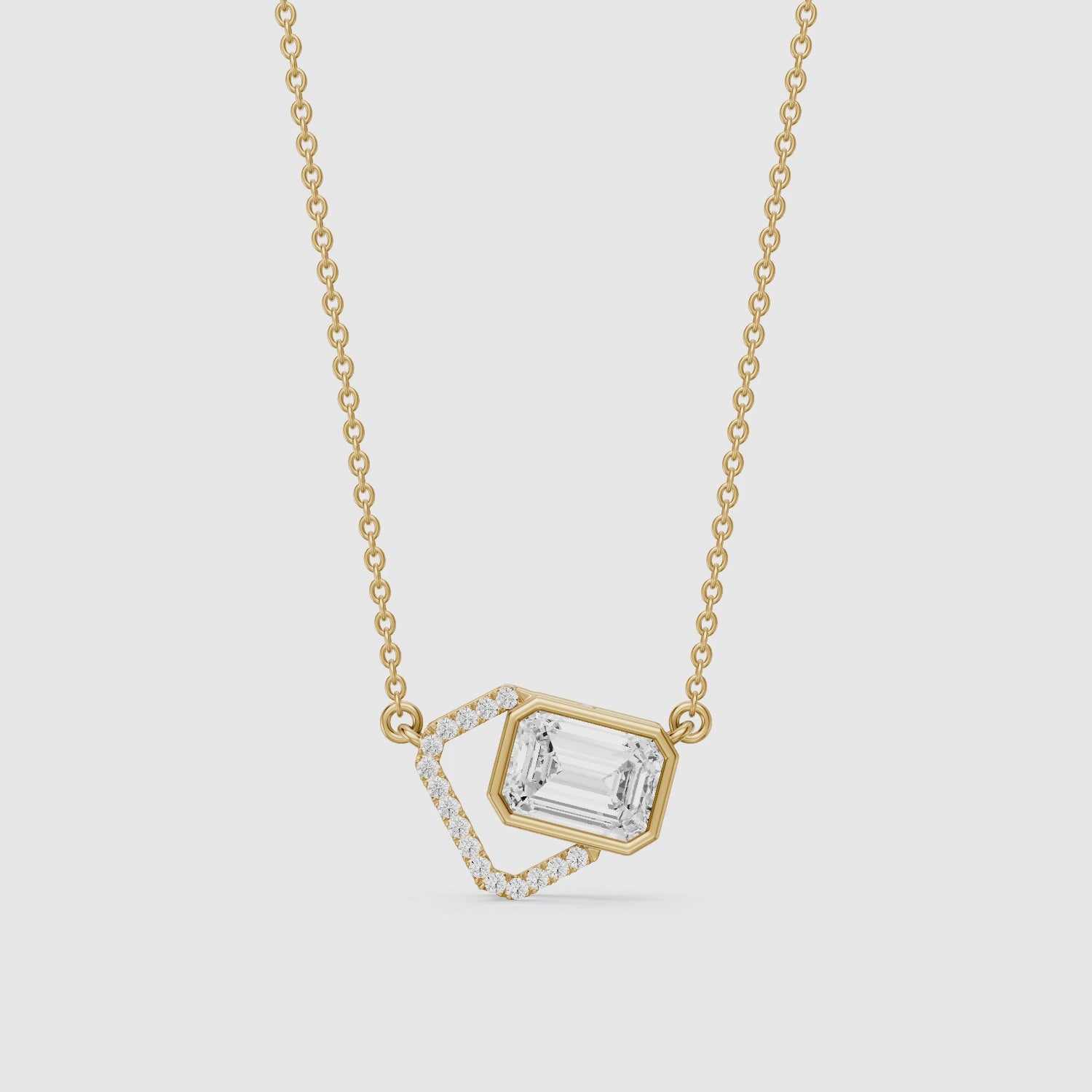 Load video: Demi Emerald Cut Lab Grown Diamond Geometric Necklace