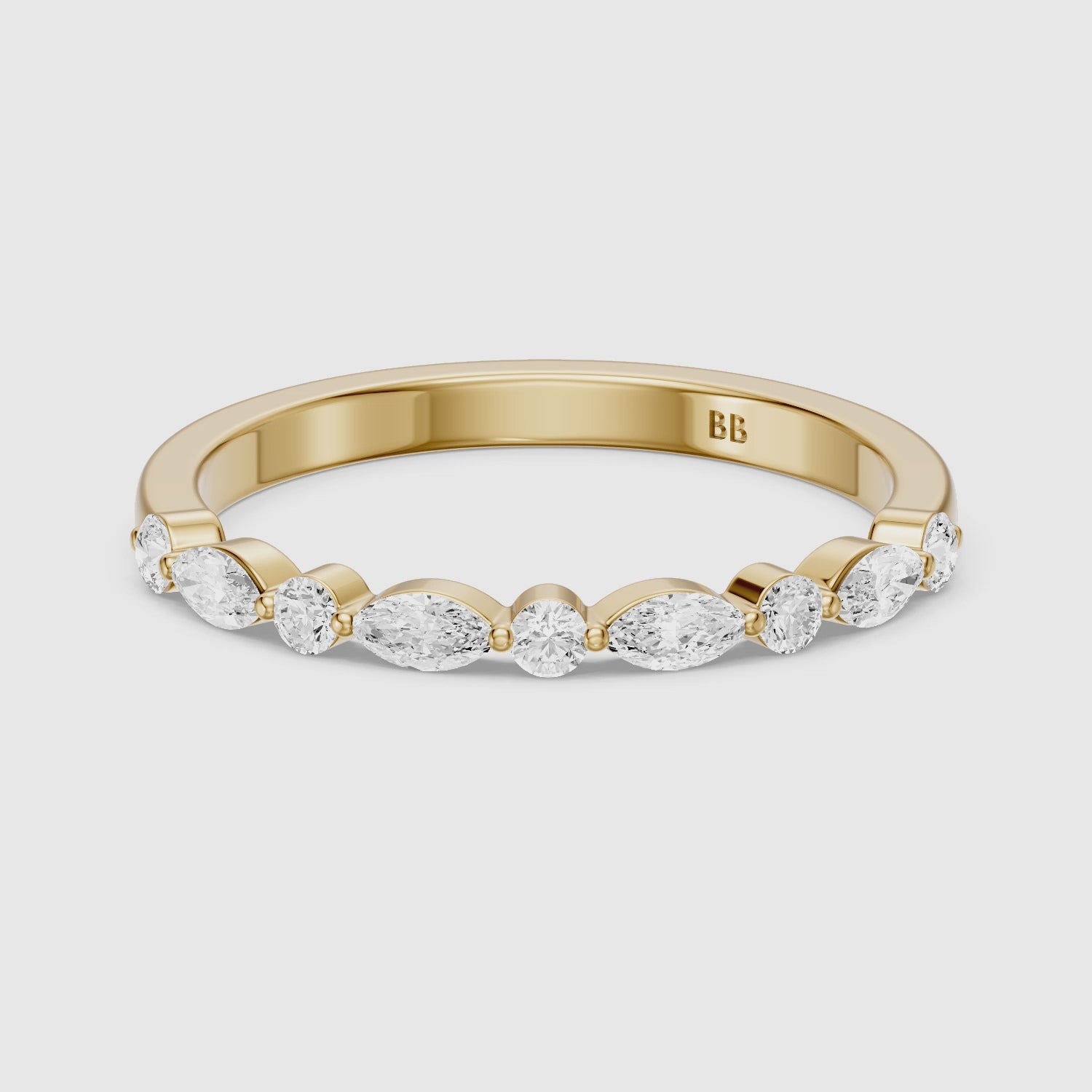Load video: Nora Alternating Marquise and Round Lab Grown Diamond Anniversary Band