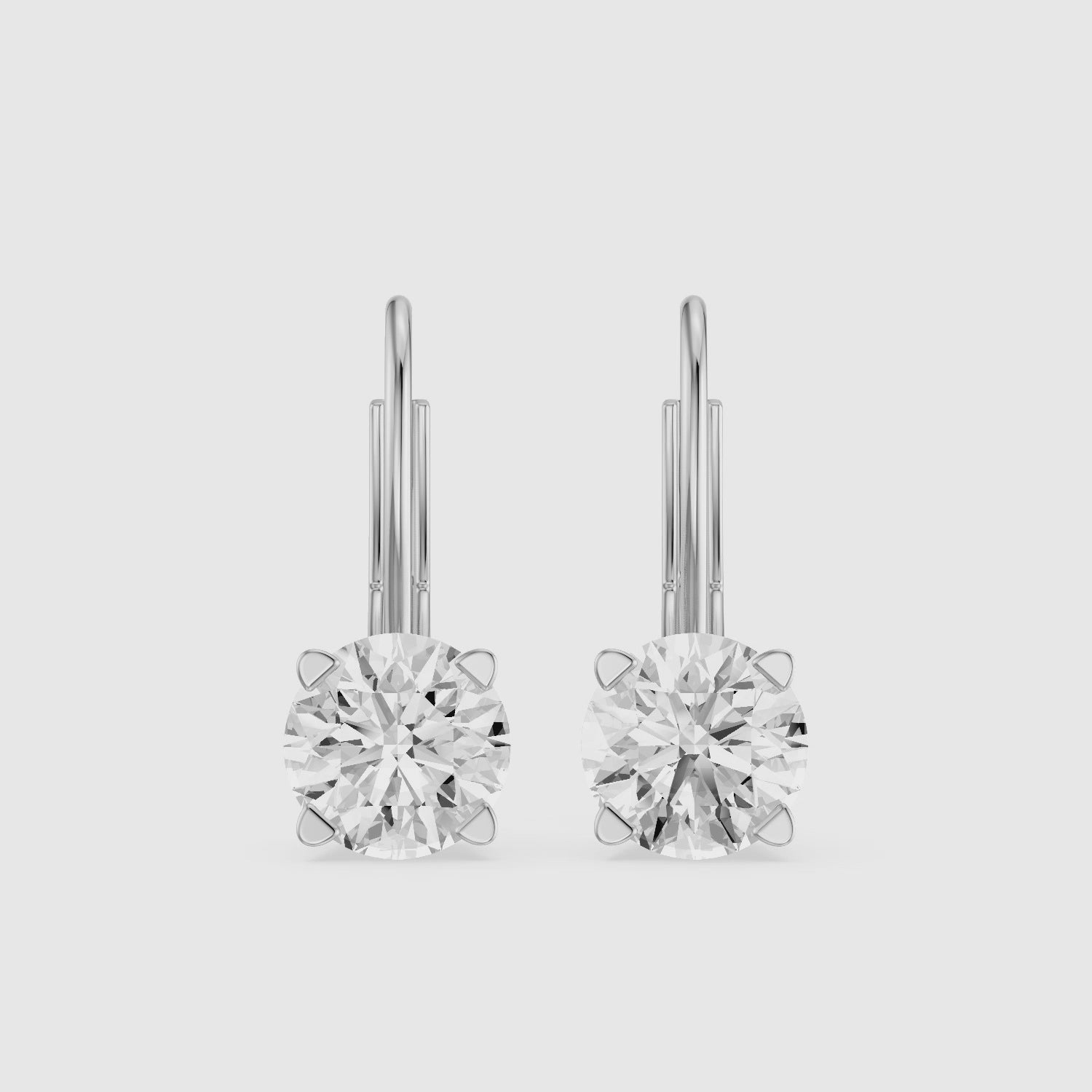 Load video: Riley Round Lab Grown Diamond Solitaire Lever Back Earrings