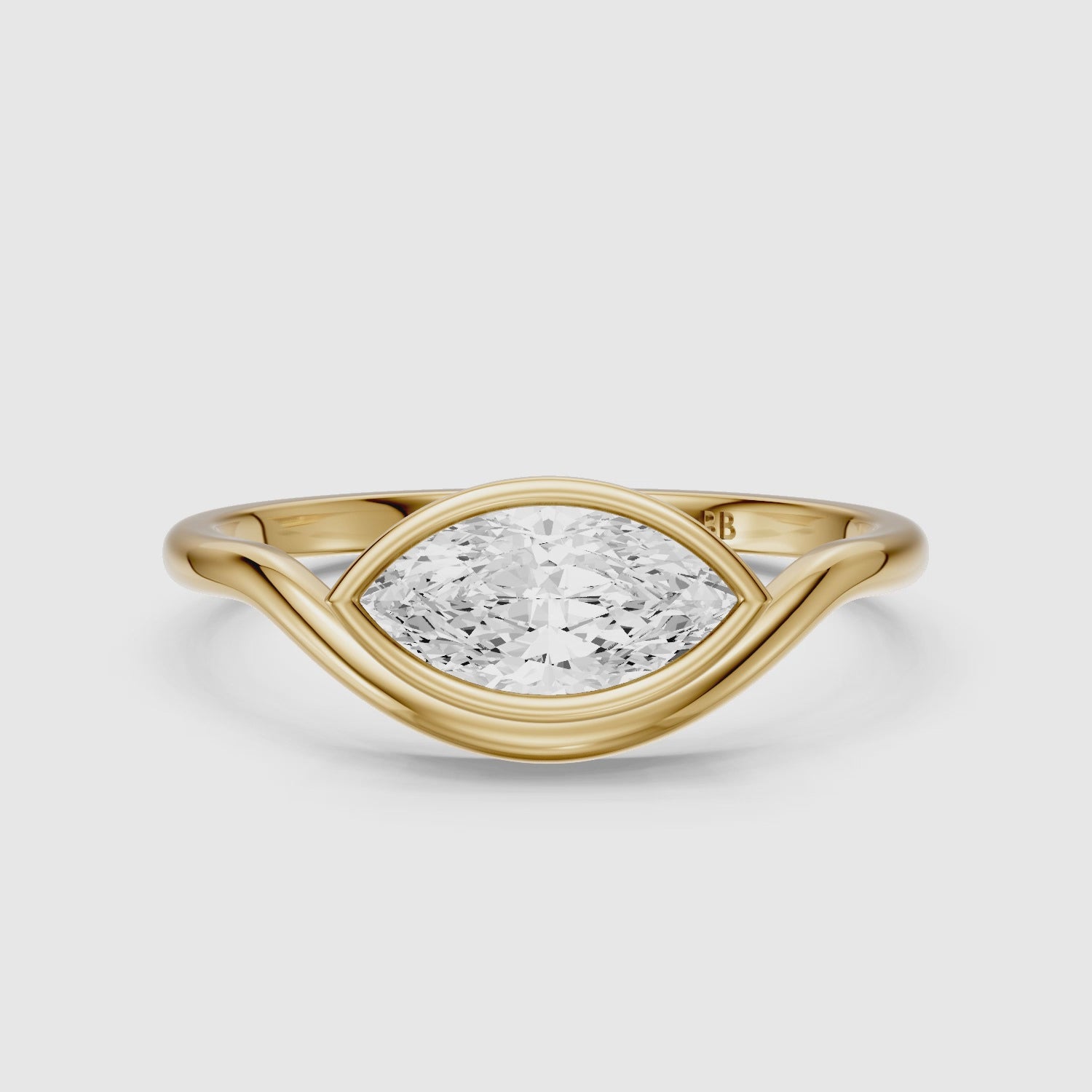 Load video: Eleanor Marquise Cut East West Bezel Set Moissanite Diamond Ring