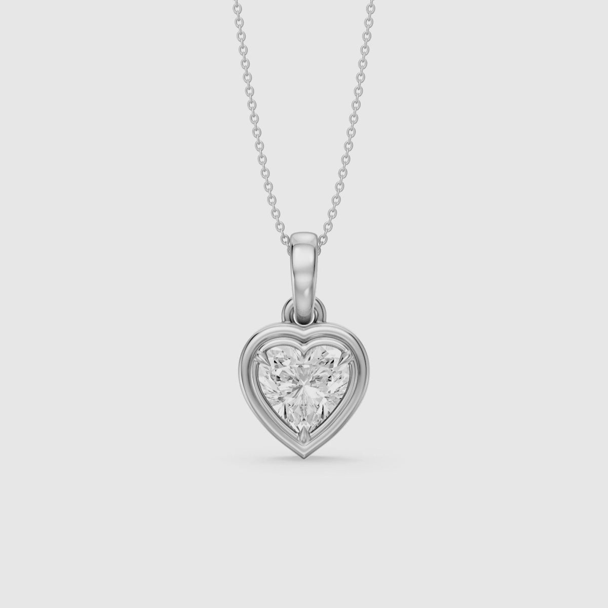 Load video: Leia Heart Shape Lab Grown Diamond Double Bezel Solitaire Pendant