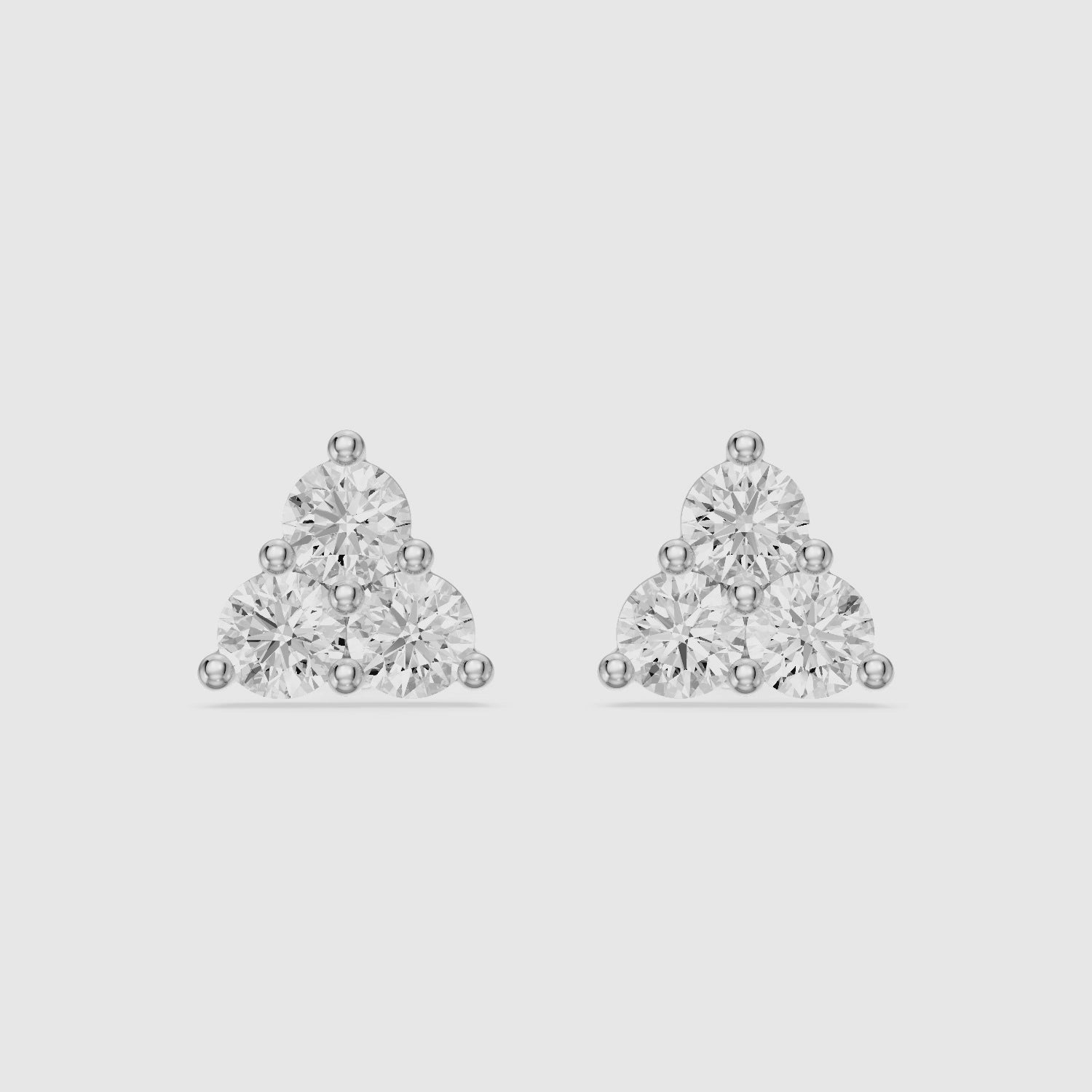 Load video: Roisin Round Cut Lab Grown Diamond Three Stone Cluster Earrings