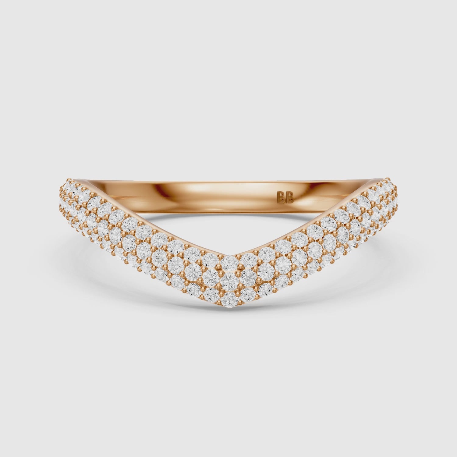 Load video: Scarlett Multi Row Pavé Lab Grown Diamond Curved Band