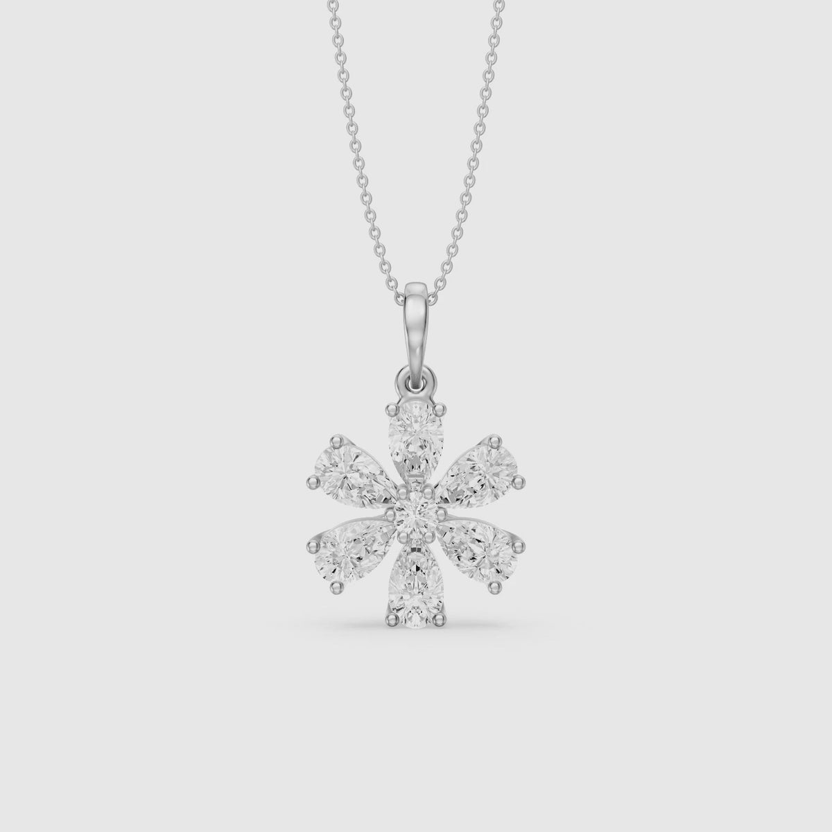 Load video: Harlow Floral Pear Shape Lab Grown Diamond Pendant