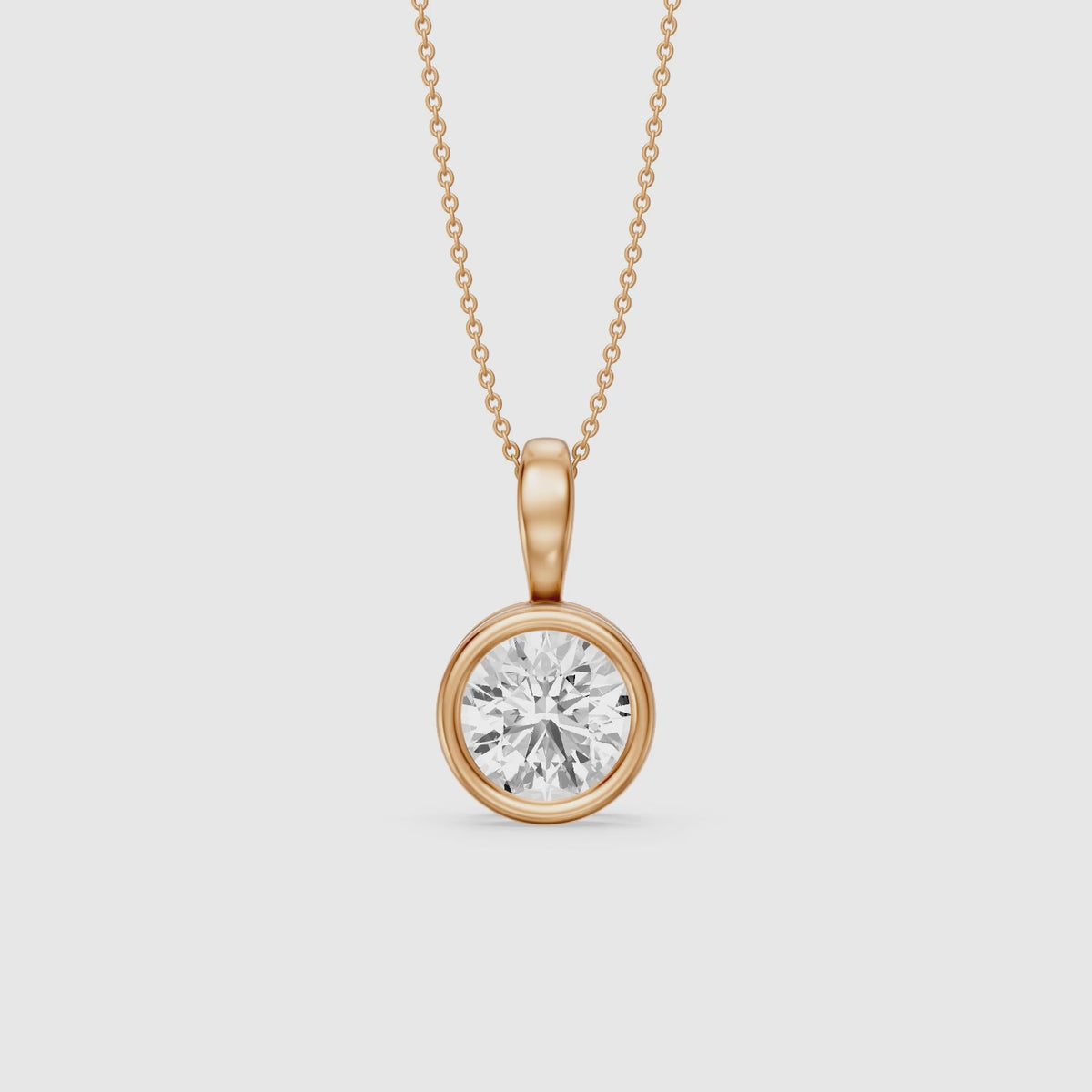 Load video: Shiri Round Lab Grown Diamond Bezel Solitaire Pendant
