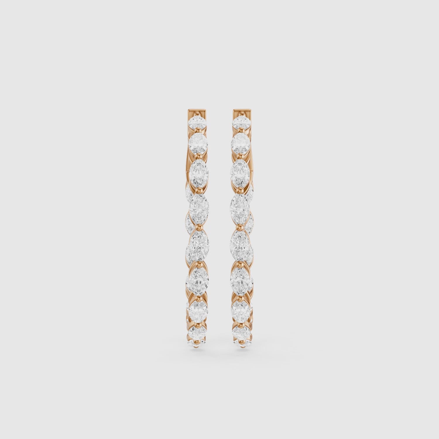 Load video: Kirstine Marquise Lab Grown Diamond Inside Out Hoop Earrings
