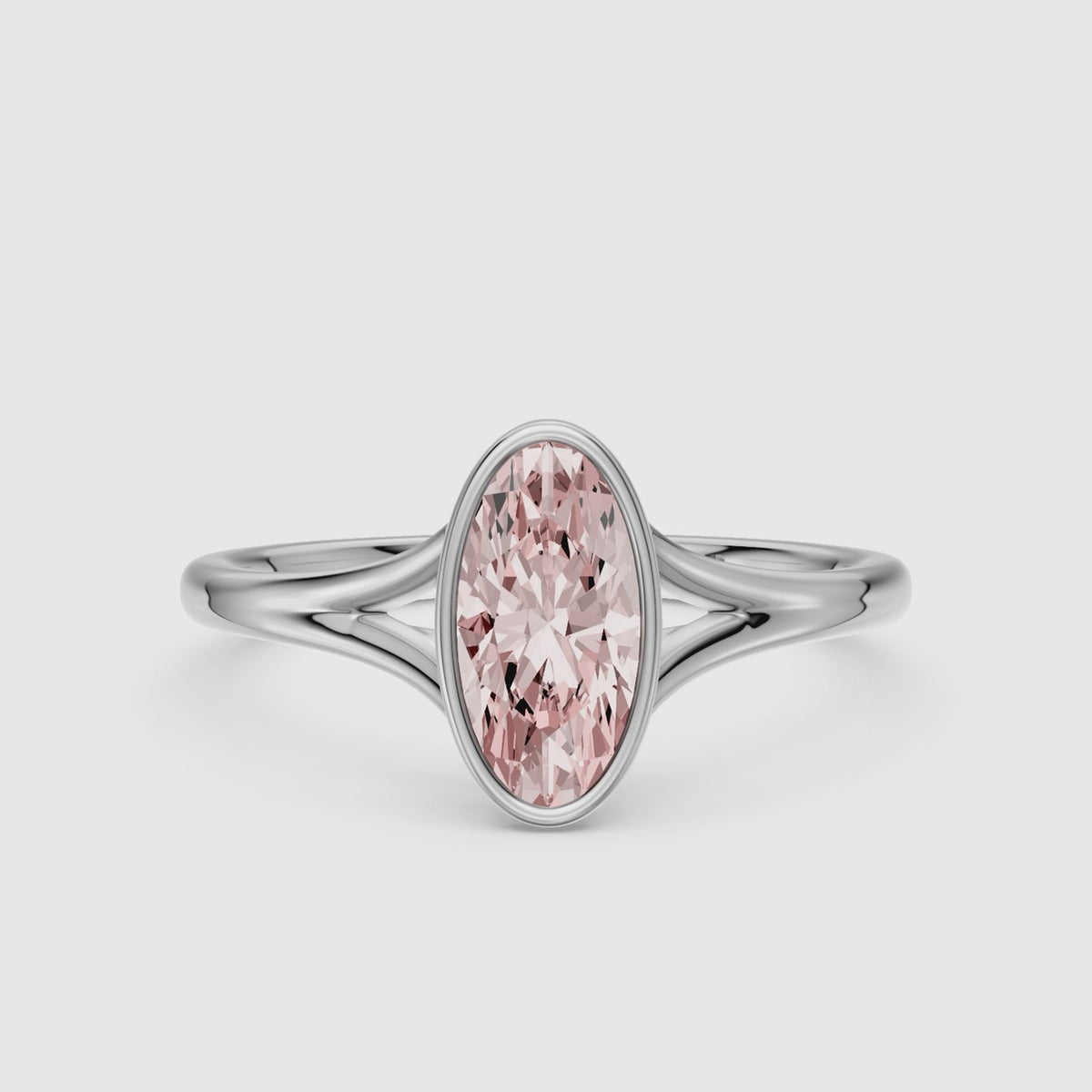 Load video: Honora Moval Pink Lab Grown Diamond Bezel Set Split Shank Solitaire Ring