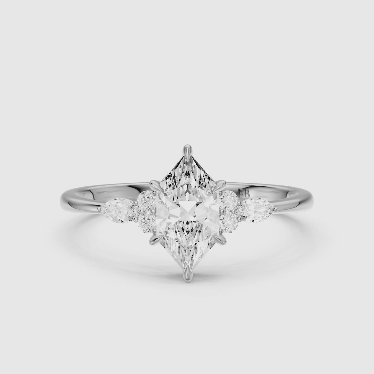 Load video: Aileen Dutch Marquise Cut Lab Grown Diamond Ring with Round &amp; Marquise Side Stones