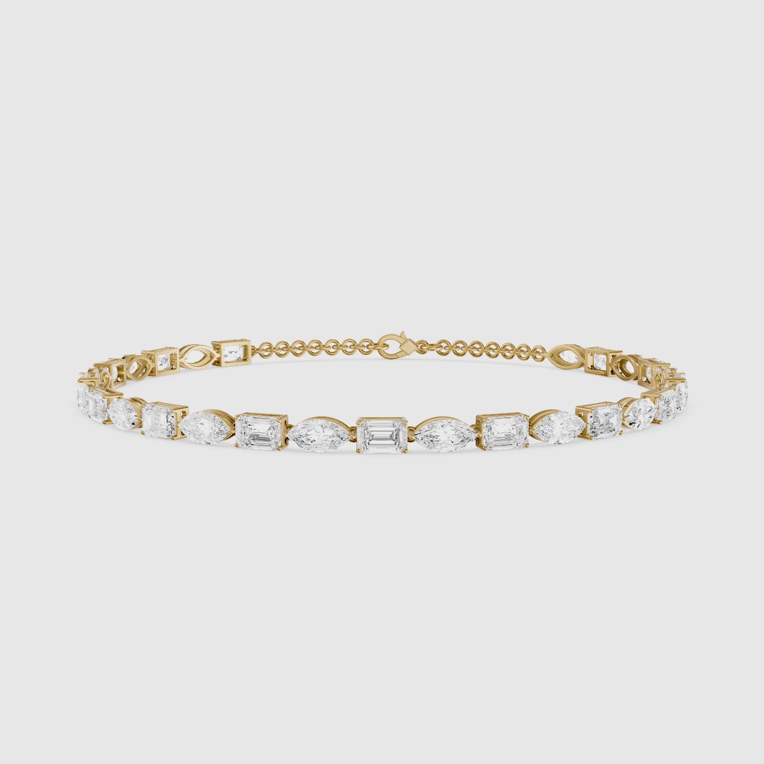 Load video: Winnie Alternating Marquise and Emerald Cut Lab Grown Diamond Tennis Bracelet