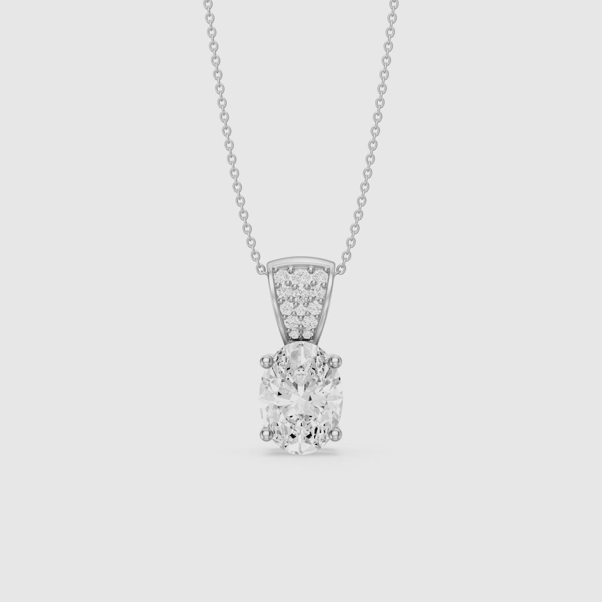 Load video: Sunny Oval Lab Grown Diamond Pendant with Pave Bail
