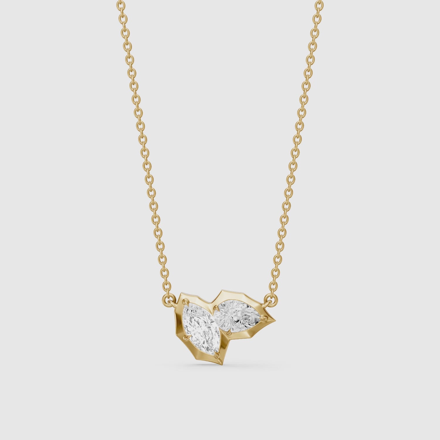Load video: Ivana Marquise and Pear Lab Grown Diamond Toi et Moi Pendant