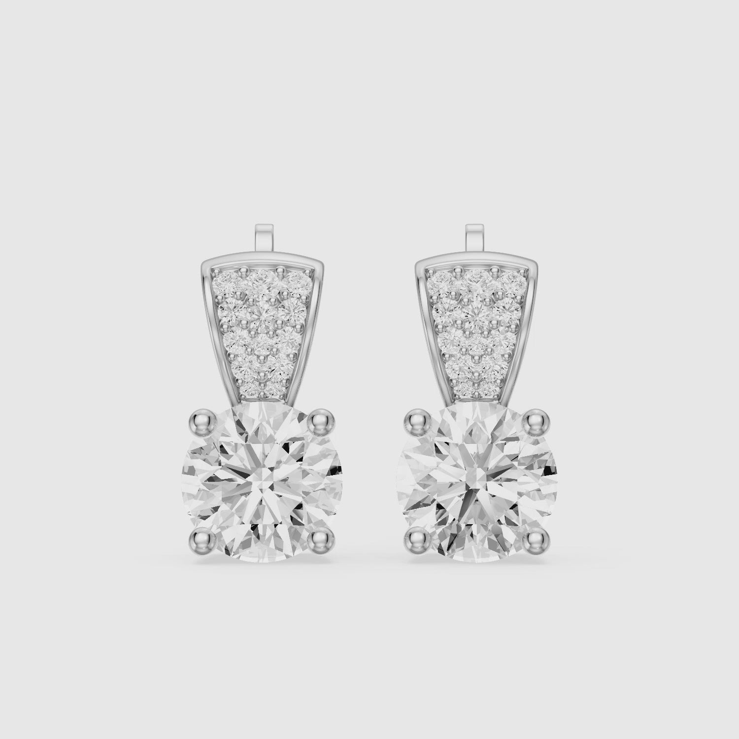 Load video: Candela Round Cut Lab Grown Diamond Pave Accent Stud Earrings