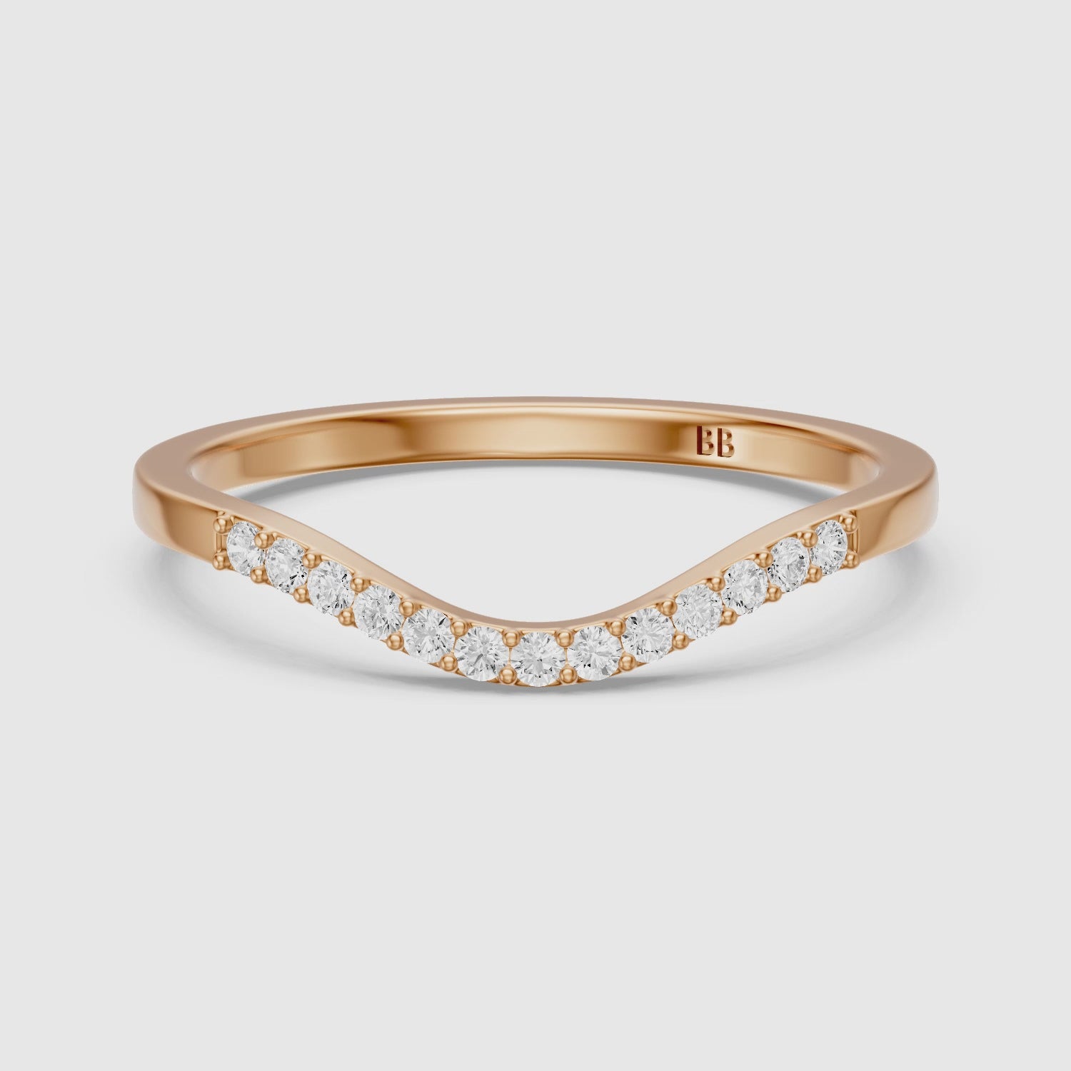 Load video: Amara Curved Round Lab Grown Diamond Stackable Band