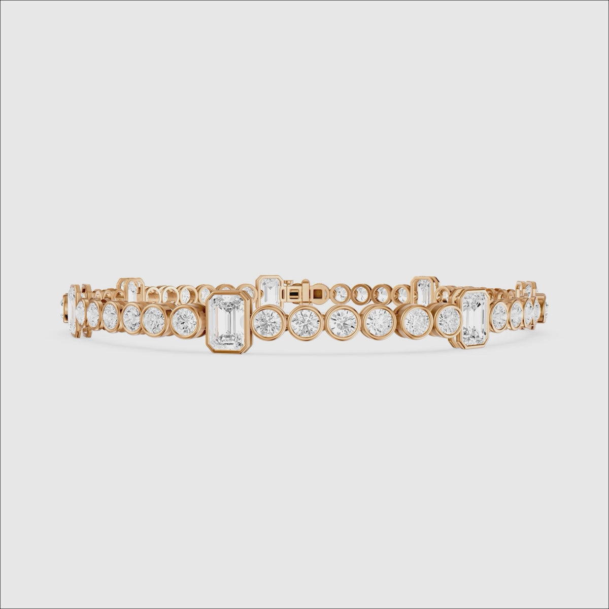 Load video: Daisy Emerald Cut and Round Lab Grown Diamond Station Tennis Bracelet